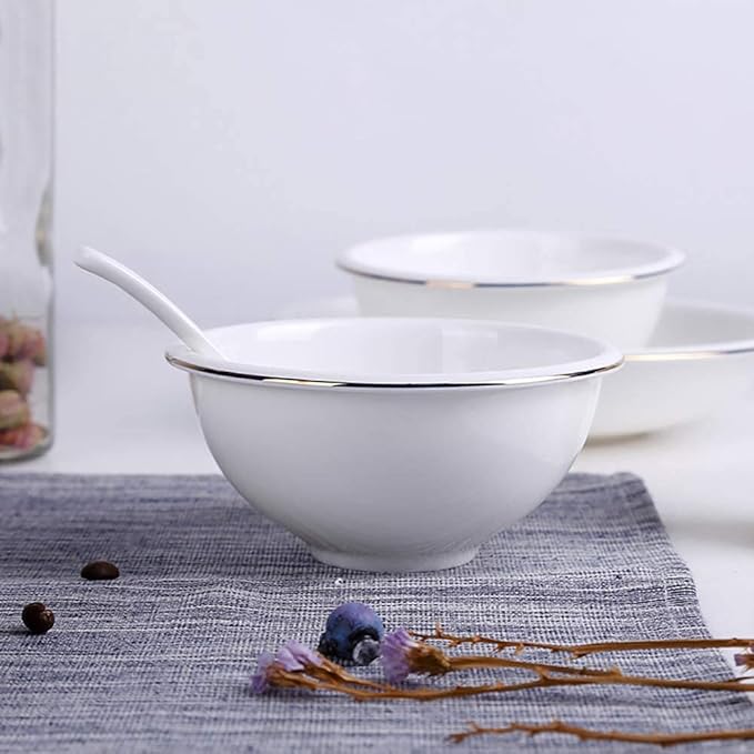56 Pieces Bone China Kitchen Dinnerware SetRound White Modern Durable Plates Dishes Bowls Service for 12