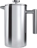Grunwerg Caf茅 Ole 8 Cup Double Walled Straight Sided Cafetiere Coffee Maker Mirror 1000 ml/1 Litre