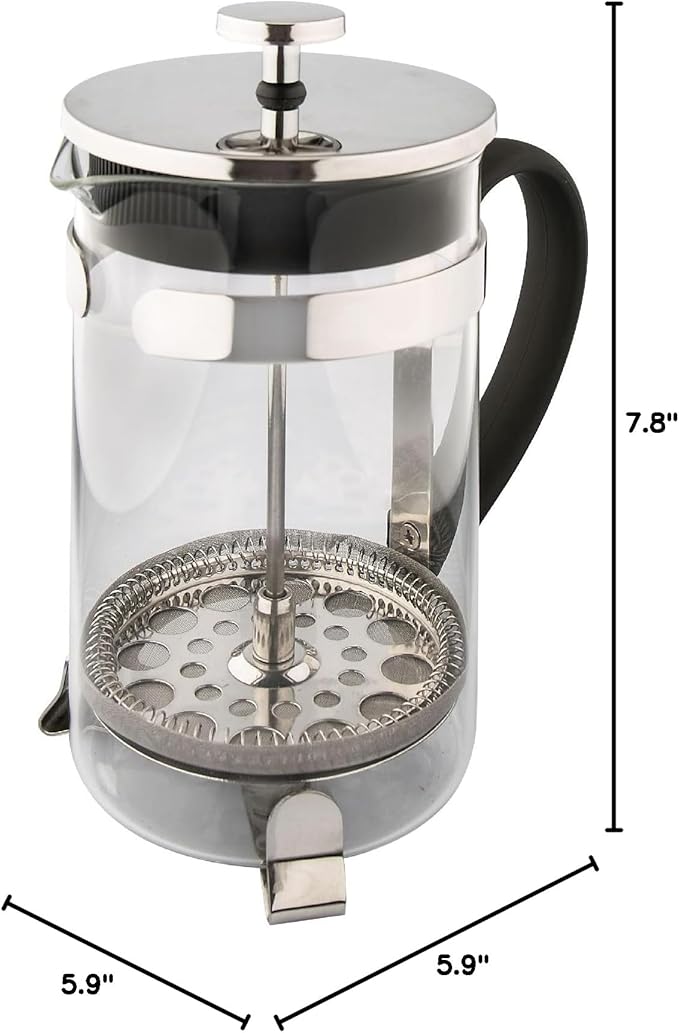 HUDSON French Press Coffee and Tea Maker 9 cups Silver