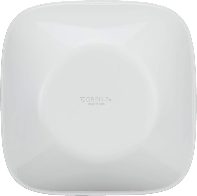 Corelle 18-Piece Service for 6 Chip Resistant Simple Lines Dinnerware Set &amp Square Pure White 1-Quart Bowl Set (2-Piece)
