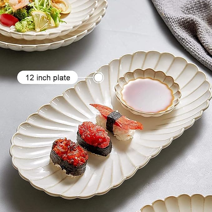 Ceramics Dinner Set Kitchen and Dining Service Durable Kitchen Dinnerware Set Dinner Salad Appitizer Dessert Plate Bowls Best for Indoor and Outdoor Party Creativity Villa Table Decor (A 18pcs)