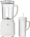B- PowerExact Blender System with PrecisionSense Technology 700W Motor 50oz Tritan Jar 20oz Personal Cup Stainless Steel Blades (White Icing)