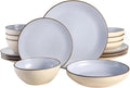 Classic Bowl Dinnerware Set Service for 4 Ceramic Round Plates and Bowls 16pcs Dinnerware Set