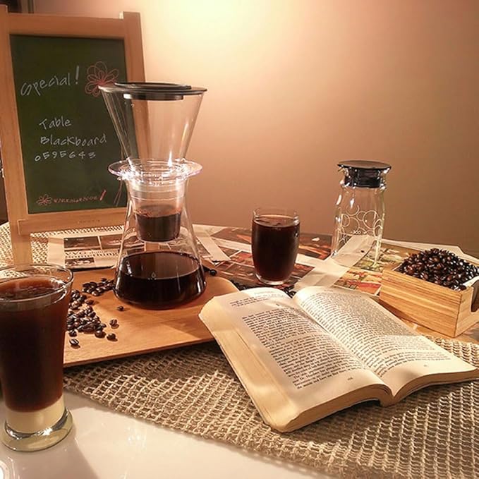 Glass 14.8oz Ice Drip Coffee Maker for Home Office Iced Coffee Maker with Easy to Clean Reusable Filter Coffee Pots