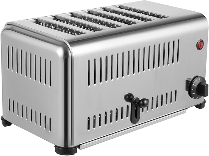 6 Slice Toaster 1680W Commercial Electric Pop-Up Toaster 110V Stainless Steel Bread Baking Machine Heavy Duty Conveyor Sandwiches Baking Equipment for Home Restaurant Bakery