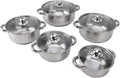 GLOGLOW Kitchen Cookware Set 5 Piece Stainless Steel Cookware Set Pots and Pans for Kitchen Home Cooking Soup Sauce Stockpot Induction Compatible Tools