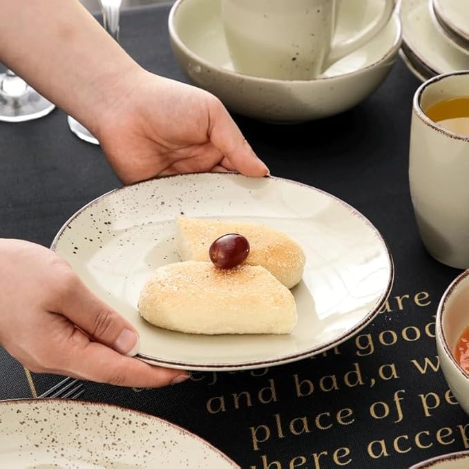 16-Piece Stoneware Ceramic Dinnerware Set with Dinner Plate Dessert 800ml Bowl Mug Tableware