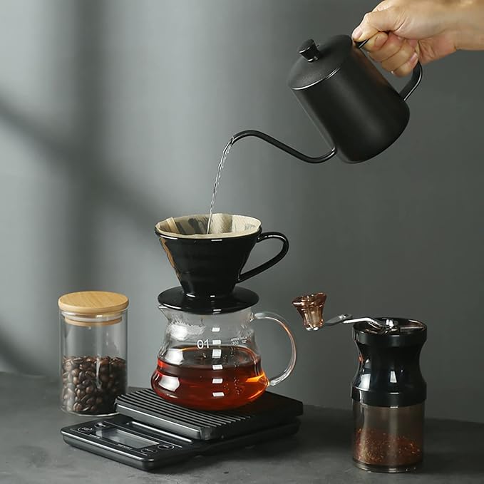 Travel Hand-Brewed Coffee Set Outdoor Portable Camping V60 Appliance Household Entry-Level Hand-Grinding Coffee Machine Full Set Drip Coffee Maker is The Best Gift for her