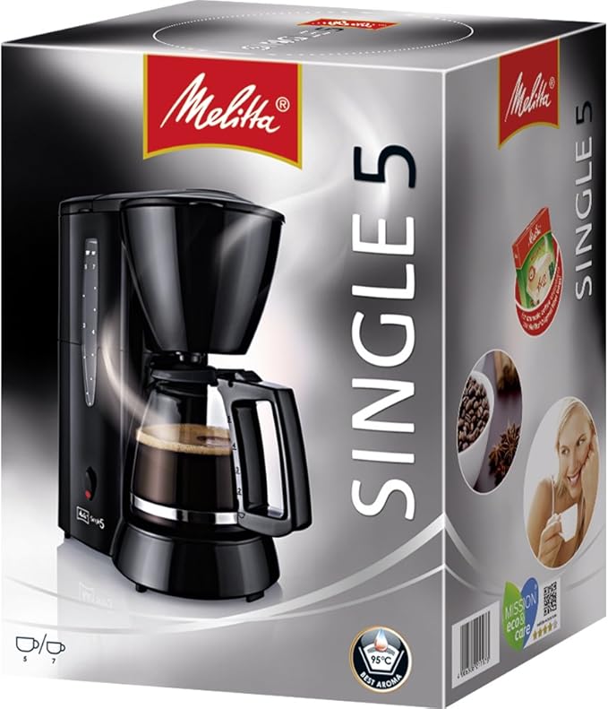 Melitta Single 5 M 720-1 Coffee Filter Machine Glass Pot Drip-Stopper Turns Off Automatically weiß/grau