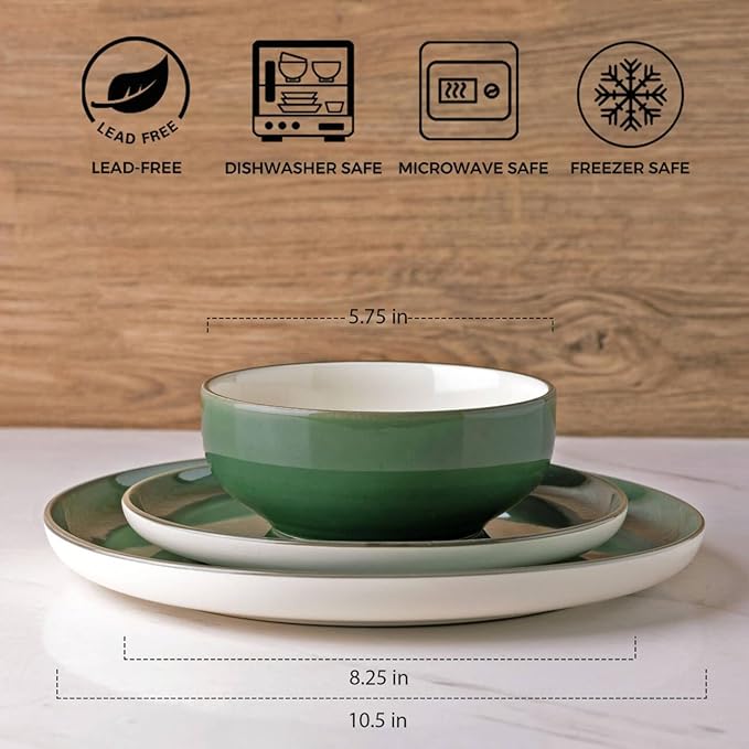 GBHOME Ceramic Dinnerware Sets with Pasta Bowl 16 pcs Stoneware Dinnerware Set Plates and Bowls Sets Dishwasher &amp Microwave Safe Dishes Set | Service for 4