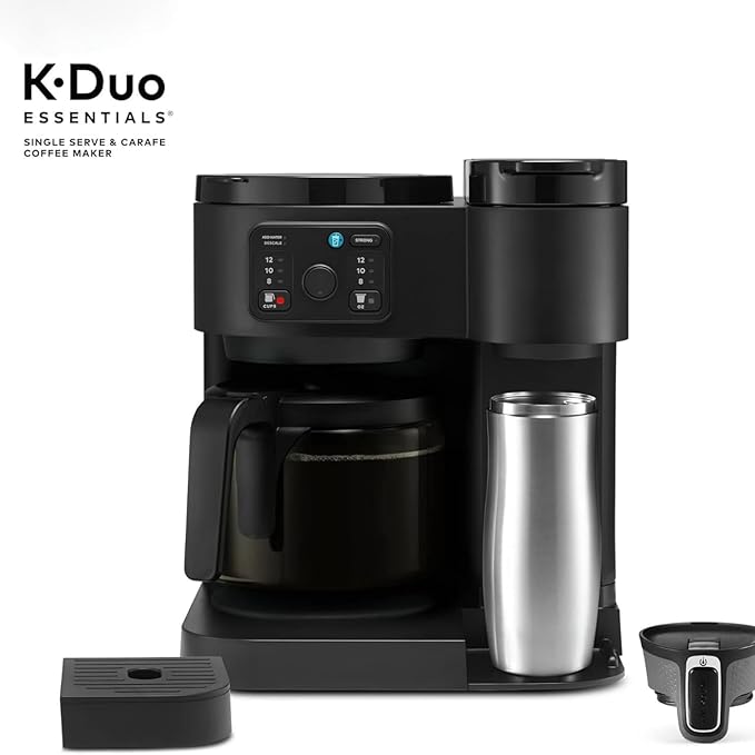 K-Duo Essentials Coffee Maker for Hot and Iced Drinks Single Serve KCup Pod Brewer and 12 Cup Carafe Drip Coffee Pot 72 oz Water ReservoirPause &amp Pour Feature Perfect for Home &amp Office Use