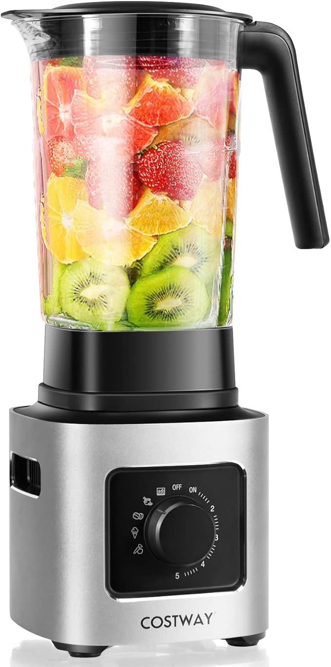COSTWAY Countertop Blender Powerful Blender with 68 oz Tritan Jar Stainless Steel Blades 5-Level Speed Control &amp 5 Blending Functions 1500W Professional Blender for Milkshake &amp Juice