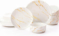 White Gold Splash Dinnerware Sets 12 Pieces Fine China Marble Plates and Bowls Sets Modern Porcelain Dish Set for 4 Luxury Dinner Set for Formal Dinners and Weddings