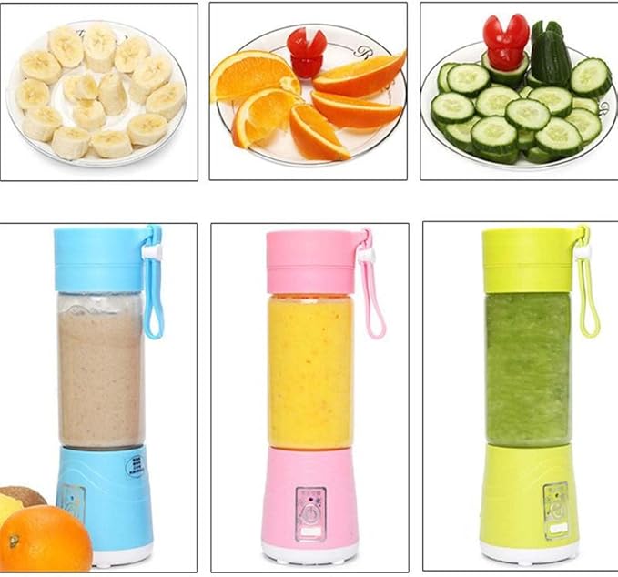 Portable USB Electric Fruit Juice Blender Deluxe Version with 6 Blades (Green)