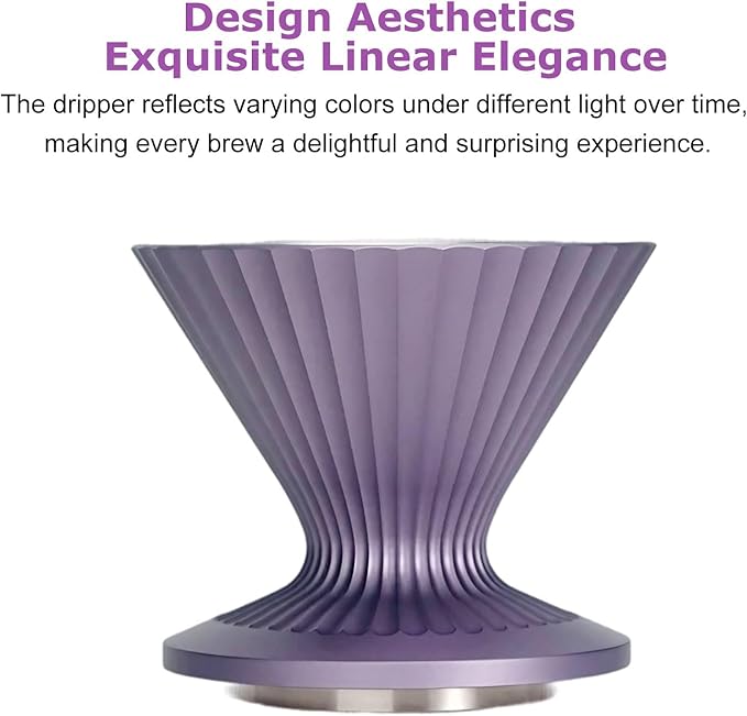 Pour Over Coffee Dripper Drip Coffee Pour Over Maker Resuable Blossom Cone Funnel Stainless Steel Metal Coffee Filter for Travel Camping Office Home Coffee Maker Brew (Dreamlike Lavender)