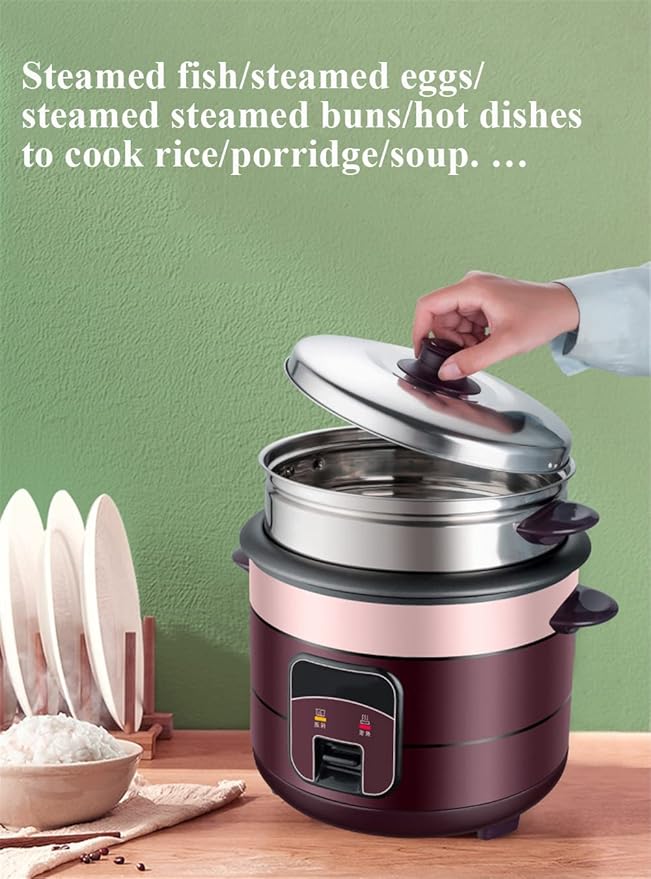 Mini Electric Rice Cooker with Keep Warm Function Multicooker/Food Steamer Inner Container Dishwasher-Safe Non-Stick (3L)