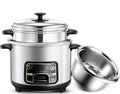 THEGA Rice Cooker - Stock Pot with Steamer Basket Rice Cooker and Steamer Warm Function (2/3/4/5L) 201 Stainless Steel Liner with Spatula and Measuring Cup for 1-7 People (Size : 2L)