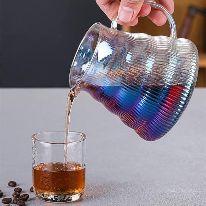 Pour Over Coffee Maker Set with Dripper500ml Glass Coffee Server SetV60 Glass Coffee Dripper with Wood Base for Home Office Gift