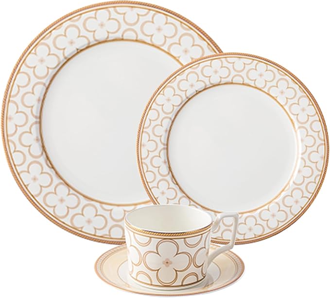 24-Piece Porcelain Dinnerware Set – Elegant Bone China Plates &amp coffee cup sets for 6 Perfect for Banquet Wedding Hotel or Family Gathering – Ideal Mother’s Day Gift DLCP0509-2