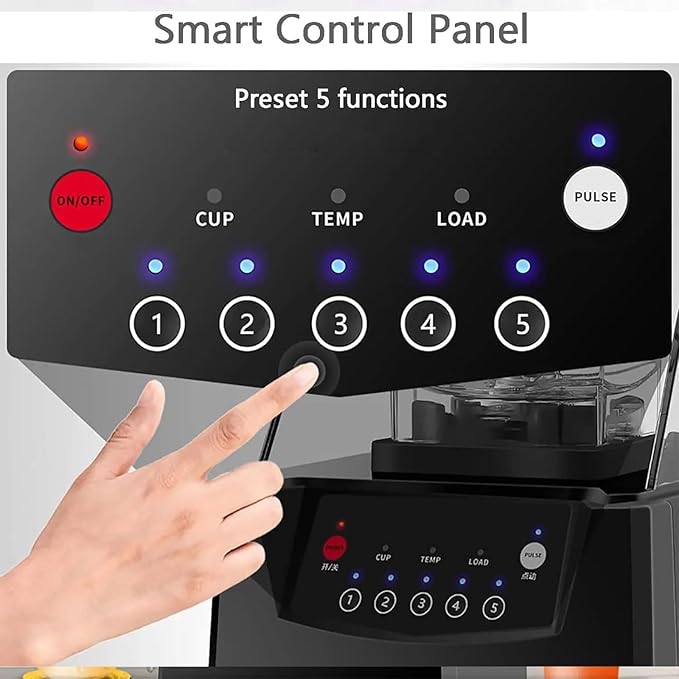 Blenders for Kitchen 2200W Commercial Slushy Machine with Soundproof Cover 5 Timer Presets And 17000 RPM Speed Adjustable 2000ml Large Capacity and Fast Blend for Bars Cafes And Restaurants
