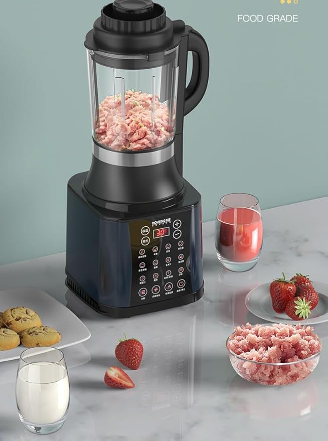 Domeng Heating Blender with Automatic Cooking Function 1.75L Capacity 1200W Multi-Function Soy Milk Maker and Juicer 8 Speed Settings Stainless Steel Blade Red and Black