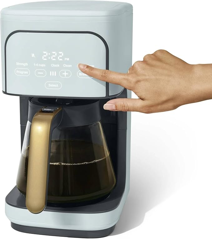 12 Cup Programmable Coffee Maker with Glass Carafe Reusable Filter and Touch Display (Hydrangea)