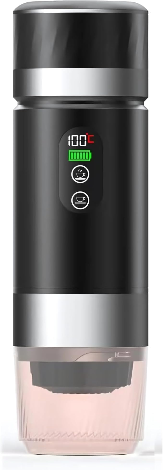 Portable Coffee Maker KF-JN-03 with Digital Display &amp 20 BAR Pressure – Hot &amp Cold Brew Compatible with Coffee Grounds and Capsules Compact Single-Serve Design with Transparent Cup &amp 60m