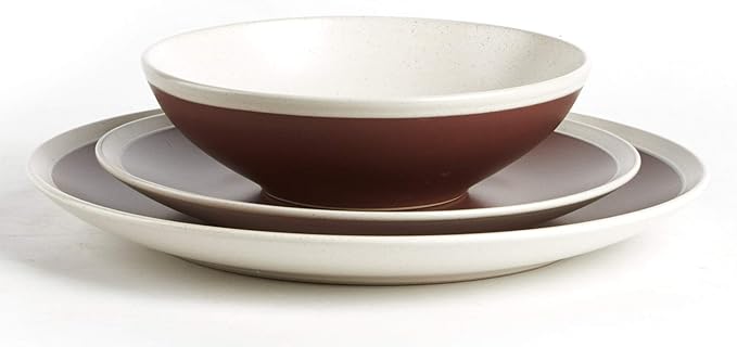 Rock Ridge Speckled Stoneware Dinnerware Set (12pc Set Brown and Ivory)