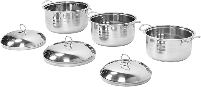 3PCS Pot Set with Even Heat DistributionStainless Steel Cookware Set for Soup Stock Simmer Pot Ideal for Cooking Boiling Stewing
