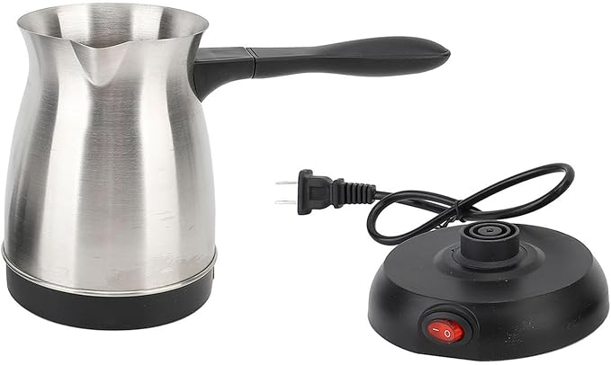 Asixxsix 600W Electric Coffee Maker 600ML Turkish Coffee Maker Stainless Steel Electric Coffee Pot Greek Coffee Maker with Ergonomic Handle for Tea Milk