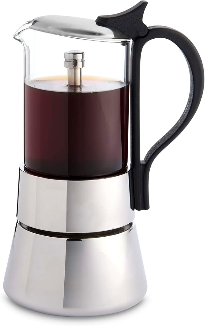 Fino Glass Top Espresso Coffee Maker Brews up to 4 Servings