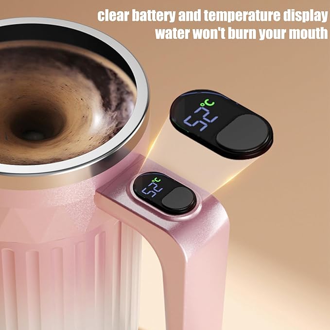 Automatic Stirring Mug - Heating Mixer Cup for Beverages | 450ml Fluid Capacity with Detachable Magnetic Rotor &amp Type C Charging Port for Office Desks Morning Milk Hot Chocolate and Home Kitchen