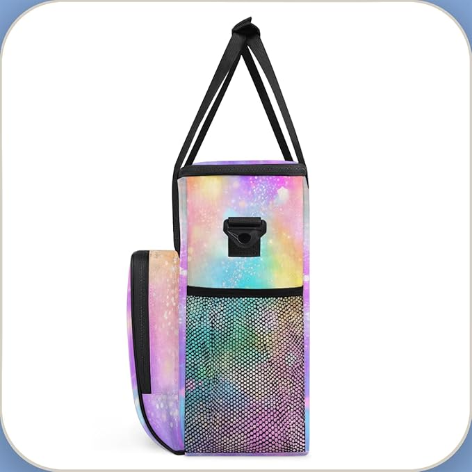 Glitter Coffee Maker Carrying Bag Pink Yellow Portable Travel Storage Tote Bag Compatible with K-Mini or K-Mini Plus Single Serve Coffee Brewer Carrying Case with Multiple Pockets &amp Shoulder Str