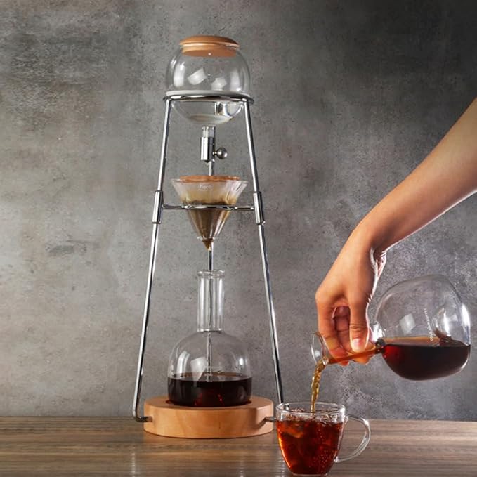 Smoothly Drip Iced Coffee Maker with Adjustable Water Flow Iced Coffee Maker in Stainless Steel and High Borosilicate Glass Coffee Pots