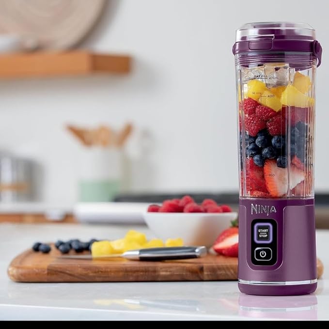 Ninja BC151PR Blast Portable Blender Cordless 18oz. Vessel Personal Blender-for Shakes &amp Smoothies BPA Free Leakproof-Lid &amp Sip Spout (Renewed)