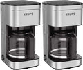 KRUPS Coffee Maker 10 Cups Simply Brew Stainless Steel Drip Coffee Maker900 Watts-Coffee FilterDrip FreeDishwasher Safe PotBlack &amp Silver(Pack of 2)