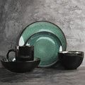 Polished Fine Dinnerware Set 5 Pieces Retro Porcelain Dishes Kiln Changing Glaze Process Green Glaze Peacock Pattern Plate Set