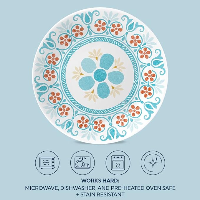 Corelle Vitrelle 6-Piece (6.75) Salad Appetizer Plates Set Triple Layer Glass and Chip Resistant Lightweight Round 6-3/4-inch Plates Terracotta Dreams