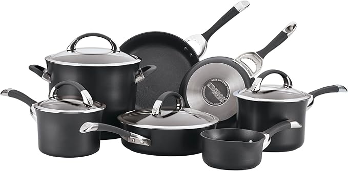 Circulon Symmetry Hard Anodized Nonstick Cookware Pots and Pans Set 11-Piece Black