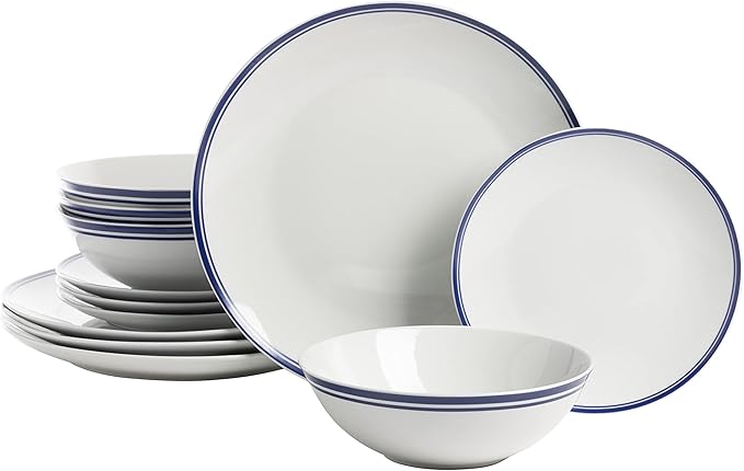 Café Stripe 12 Pc Dinnerware Set Blue
