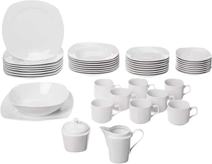 10 Strawberry Street 45-Piece Square Dinnerware Set White