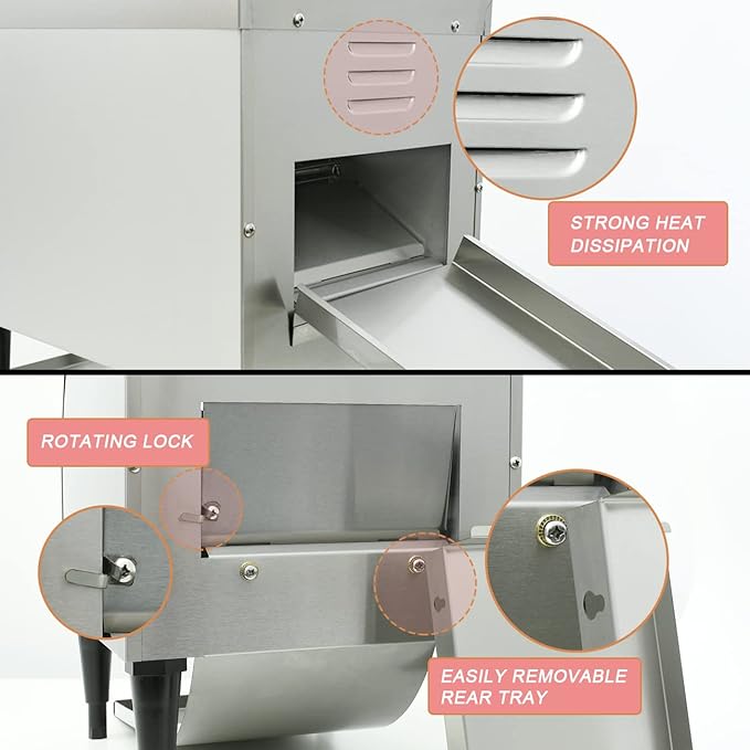 Commercial Toaster Conveyor 150slices/HourStainless Steel Conveyor Toaster for Bun Bagel Bread Heavy Duty with 7 Speed Control/3 Toaster Mode Speed Control/3 Toaster Mode