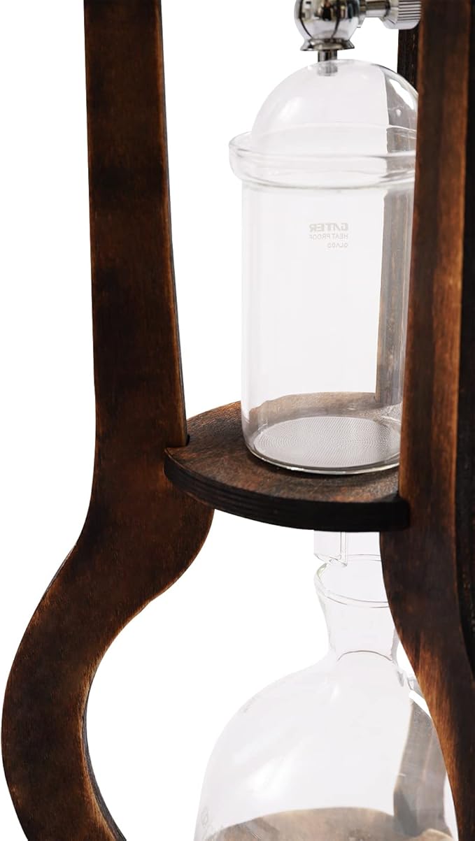 Ice Cold Drip Tower 6-8 Cups 600ml Portable Cold Brew Coffee Machine -20~300℃ Temperature Range With Slow Drip TechnologyIBamboo Straight Frame for Home Office Drip Coffee Maker