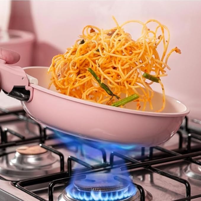 Ceramic Coating Non Stick Pans Complete Cookware Set with Detachable Handles