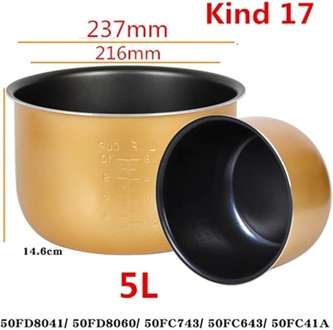 Electric Rice Cooker Inner Pot Compatible for SUPOR Electric Pressure Cooker Inner Pot 2.5L/3L/4L/5L/6L Non Stick Pot Inner Pot (Multiple Kind 17(5L))