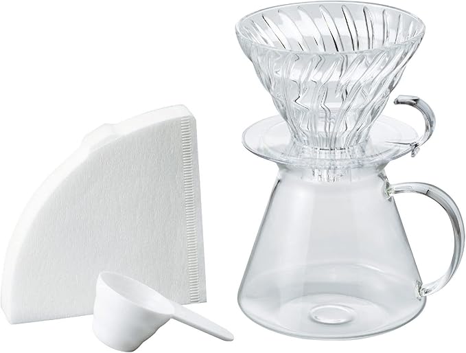 Hario Simply Hario V60 Glass Pour Over Coffee Set Size 02