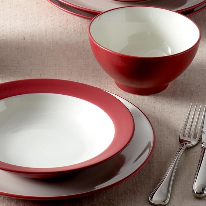 Noritake Colorwave Raspberry 12-Piece Coupe Dinnerware Set Service for 4