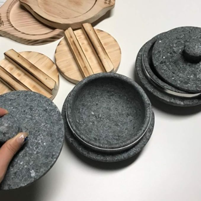 Jangsoo Gopdol Natural Giblet Pot Dolsot Pot with Stone Lid for Nutrition Rice Steamer (Medium 6.2 X 3.3 inch)
