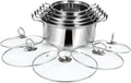 5sets Stainless Steel Soup Pot Set Pot Lid Induction Cookware Set for Soup Stew Porridge Canning
