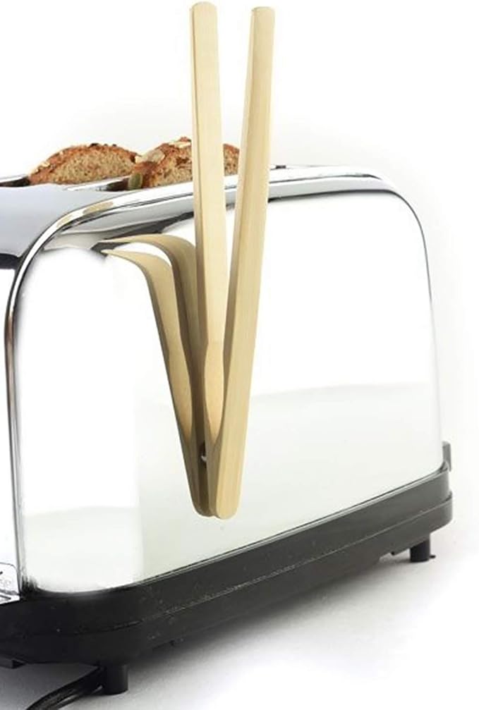 Smeg TSF01RDUS 50's Retro Style Toaster Bundle with Bamboo Tongs - (Red) 2 Slice